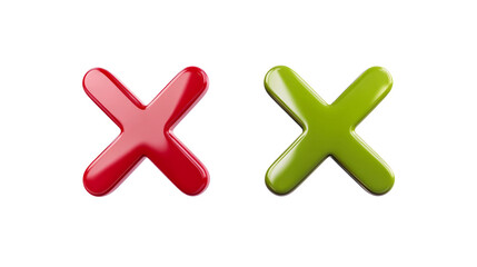 Fototapeta premium Colorful red and green check marks on transparent background