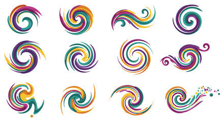 Abstract Swirl Design Elements Silhouette