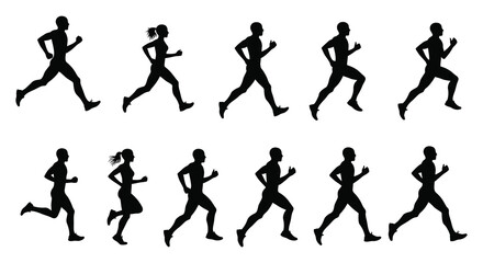 Running People Action Sequence Silhouette