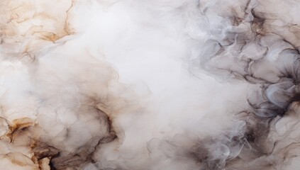 Abstract painting with soft, flowing tones of beige, gray, and brown.