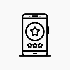 Smartphone Displaying Star Rating and Review Icon.