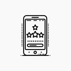 Smartphone Displaying Three Stars Rating Review.