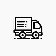 Stylized Delivery Truck Icon with Horizontal Lines and Circular Dots on Cargo Box.