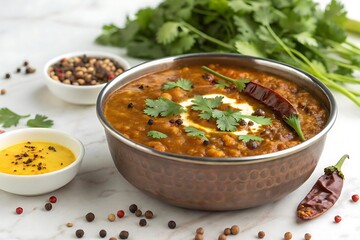 Hearty indian dal makhani served in a traditional bowl with garnishes
