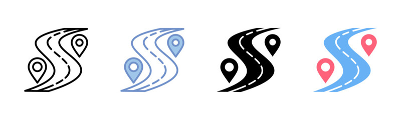 Road icon sheet multiple style collection