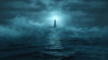 Lighthouse piercing a stormy night