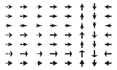 Arrows set of 56 black icons. Arrow icon. Arrow vector collection. Arrow. Cursor. Modern simple arrows.