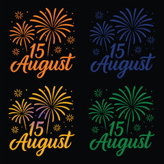 Obraz premium 15th August Fireworks Silhouette with Indian Flag in Background