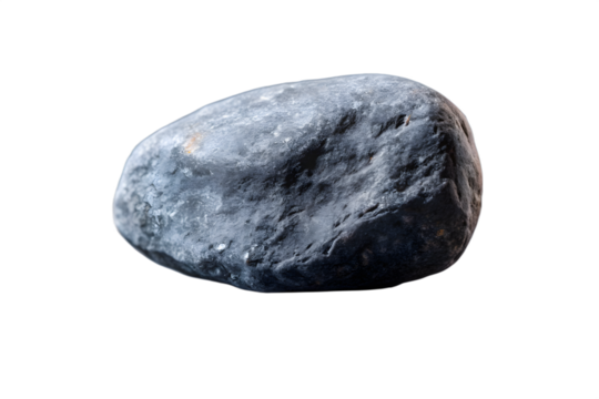 A single grey stone with a textured surface, isolated on a transparent background