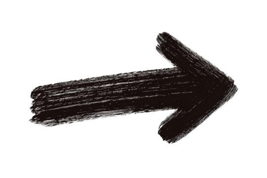 A black arrow is drawn in a messy, splotchy style