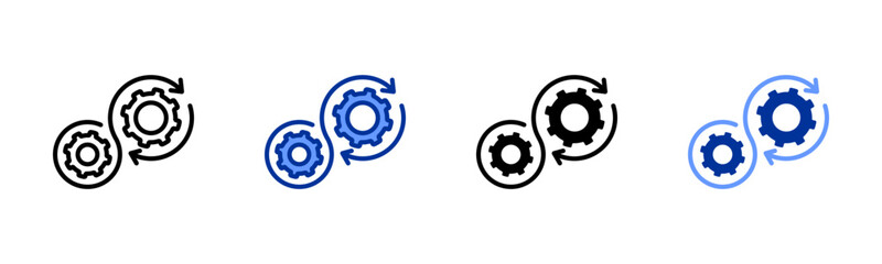 Process icon sheet multiple style collection