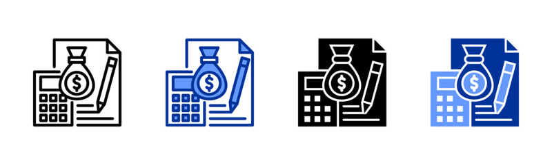 Budgeting icon sheet multiple style collection