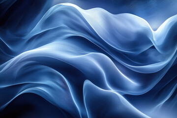 Fototapeta premium Abstract blue waves flowing seamlessly, creating a mesmerizing and elegant visual effect.