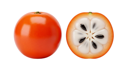 Whole and Halved Custard Apple Showing Interior Details and Vibrant Color.