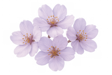 Four delicate cherry blossoms showcasing the beauty of spring with a transparent background for easy integration into designs