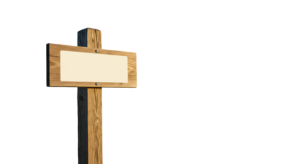 Well-worn rustic wooden signpost with blank board in an expansive natural landscape with hills and clear sky under bright daylight, symbol of future possibilities