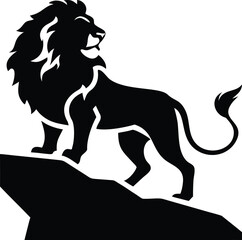Obraz premium Vector illustration of lion standing on rock isolated