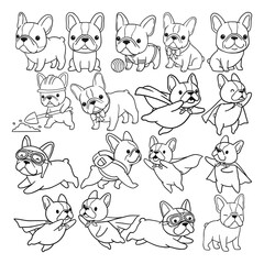 French Bulldog Cartoon Character Doodle Illustration