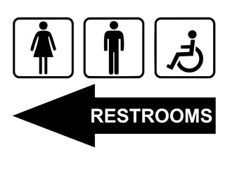 restroom sign on the left side