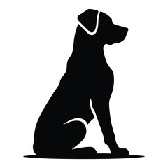Obraz premium Elegant black dog sitting proudly with head held high silhouette