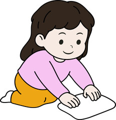 청소하는 여자 어린이