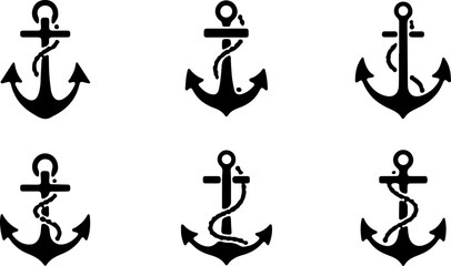 "Classic Nautical Anchor Icons Set"