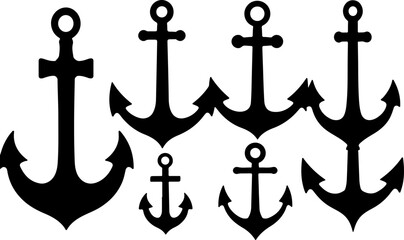 "Classic Nautical Anchor Icons Set"