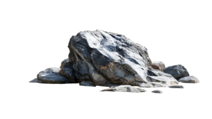 Large natural rock formation on transparent background for design