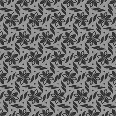 Abstract floral seamless pattern. Black and gray. Vector background.