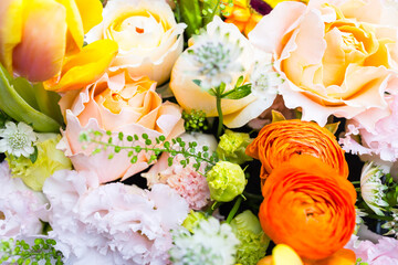 Korean Style Flower Box with Orange Rose and Peony