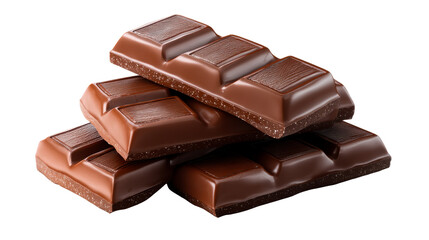 Chocolate bars stacked on transparent background for culinary projects