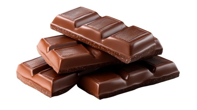 Chocolate bars stacked on transparent background for culinary projects