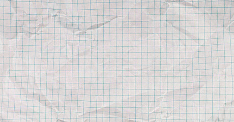 Crumpled Checkered Paper with Dotted Lines on White Background for Creativity