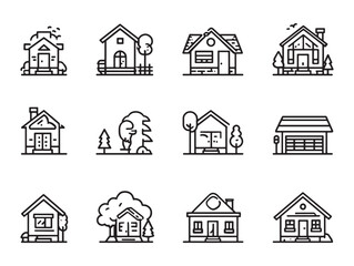 Suburban Home Line Art Classic Elegant Charming Exterior