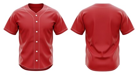 Front and back view of a red baseball jersey, showcasing a classic design.