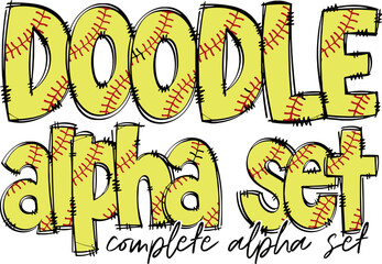 Softball Hand Drawn Doodle Svg