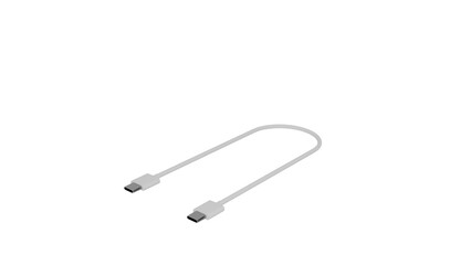 3D Render a white cable connected to a white device