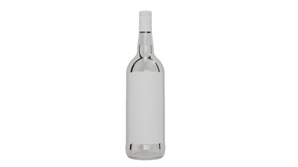 3D Render a bottle of white wine on a white background