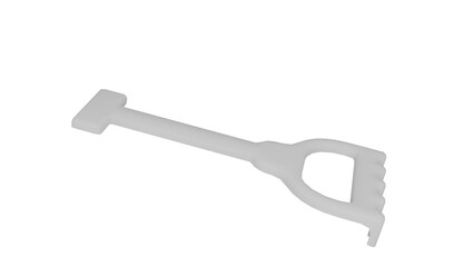 3D Render a plastic shovel with a handle on a white background