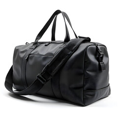 Naklejka premium black duffel bag isolated on white background