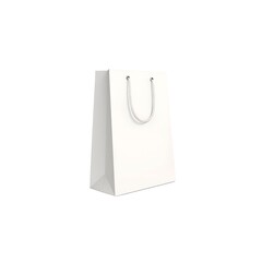 A plain, white paper shopping bag with handles.