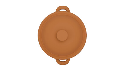 3D Render a brown pot with a lid on a white background