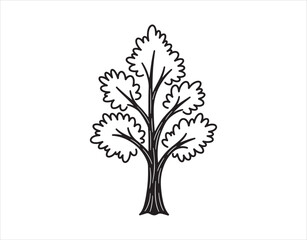 Obraz premium A vector illustration depicting a simple black tree against a white background. Doodle style