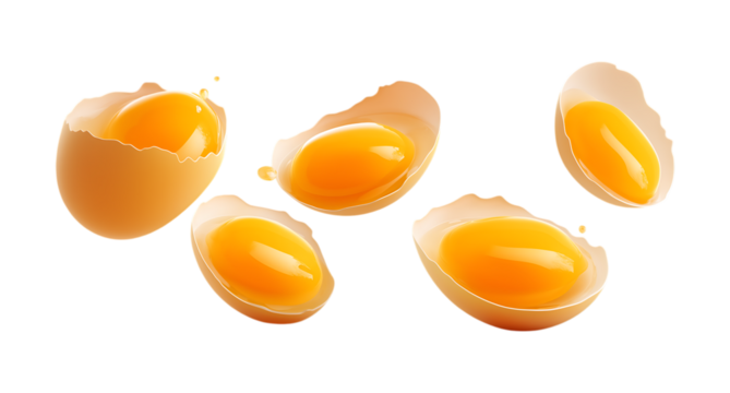 omega eggs floating in the air isolated on a transparent background
