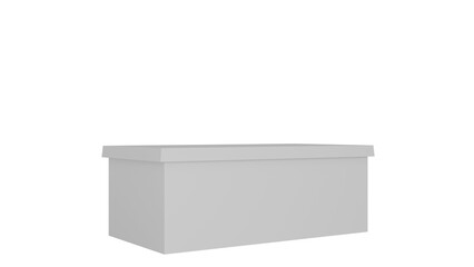 3D Render a white box with a lid on a white background
