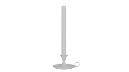 3D Render a white candle is on a white stand