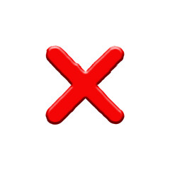 Obraz premium Red 3D Cross Icon Glossy PNG Symbol