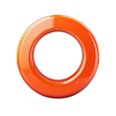Shiny orange torus, 3D render of a glossy ring shape, ideal for technology on transparent background