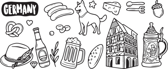 Food and Dog Icon Vector Set – Meal, Snack, Pet, Sausage, Bread, Animal, Cute, Dog, Bakery, Fast Food, Treat, Cartoon, Hotdog, Illustration, Minimal, Outline, Fun
