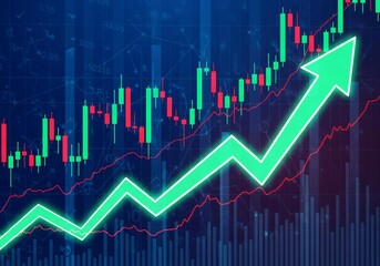 Bright financial chart shows upward trend and growth